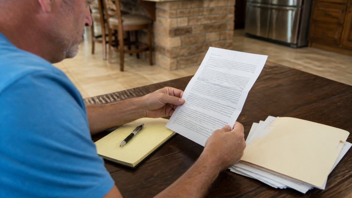 Flowchart showing steps to handle an insurance company reservation of rights letter at a home desk